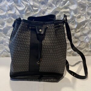 Fendi Black and Gray Monogram Shoulder Bag